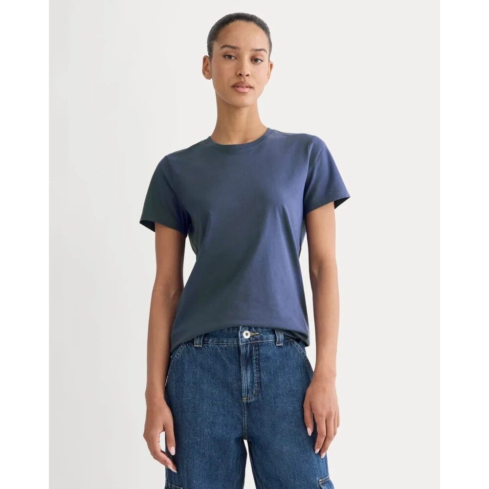 EVERLANE The Slim Crew In Essential Cotton XS Deep Cobalt Organic NEW B96